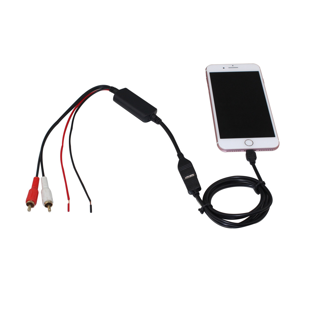 热卖车载音频线器USB转接RCA iphoneX XS MAX XR充电播放音乐