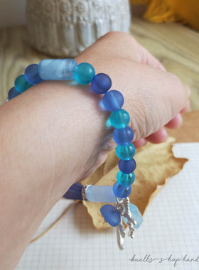 海洋元素清新蓝色亚克力珠串手链