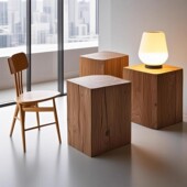 侘寂风复古原木玄关摆件艺术底座增高实木墩角几边几木桩方形根雕