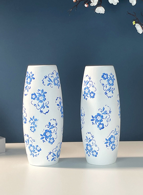 高档印花陶瓷花瓶摆件客厅插花水培花器轻奢高级感玄关家居装饰品
