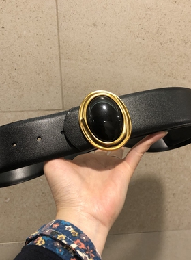 杨树林同款圆扣二层牛皮腰封皮带