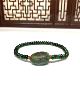 天然翡翠A货算盘珠手串原石手链简约复古玉珠子