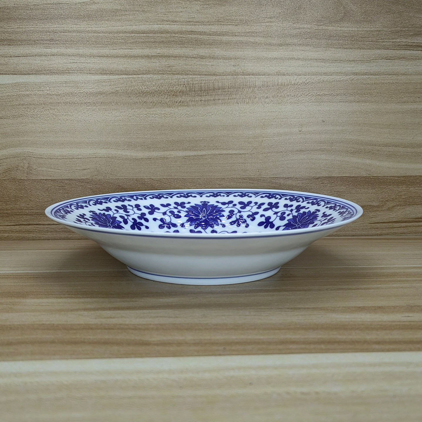 景德镇田园风釉下彩青花圆形深菜盘中式陶瓷成人餐具新款平盘碟子