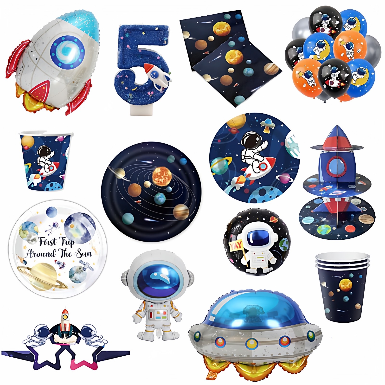 宇航员主题布置儿童生日太空主题派对装扮一次性纸盘餐具套装用品
