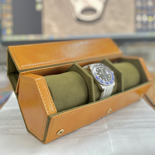 真皮手表收纳盒六角形便携式旅行盒箱手卷盒三位展示名表收藏盒子