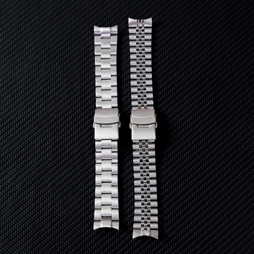 精钢手表带男skx007 22mm三株五株弧形表带钢带