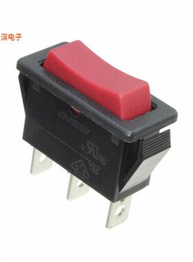 R4GBLKREDEFO |面板安装，卡入式SWITCH ROCKER SPDT 15A 125V