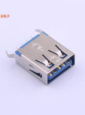 916-162A2058Y20200 |弯脚无边铜壳LCP蓝胶USB插件