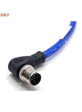 C5B82M002 |插座，直角M12,CORD SET, 5 COND, M/RA, BLUE