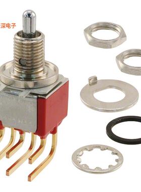 7203MPCWABE |面板安装，直角SWITCH TOGGLE DPDT 0.4VA 20V