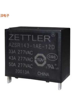 AZSR143-1AE-12D |通孔RELAY EV CHG SOLAR SPST 50A 12V