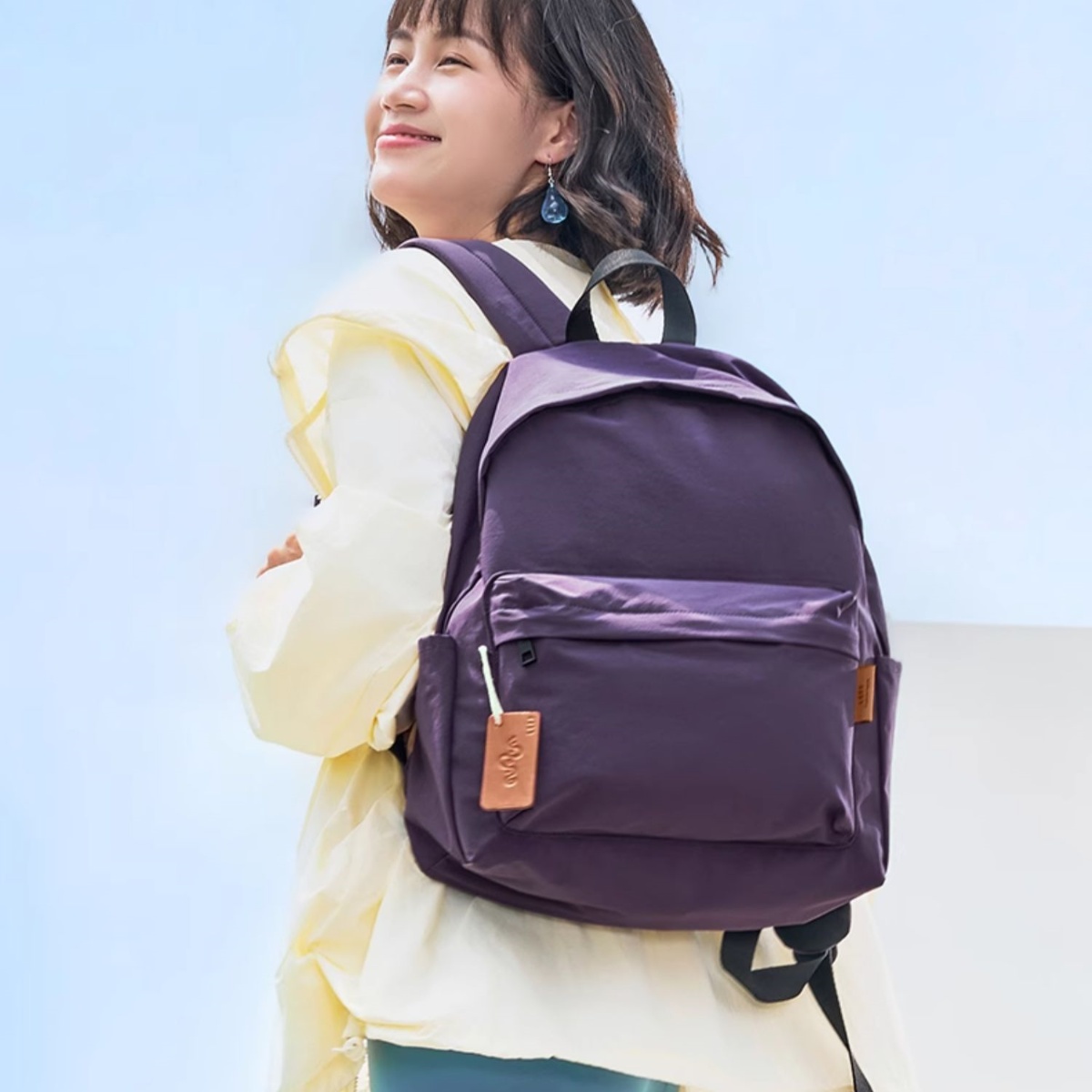 Leff简约双肩包女士学生旅行背包