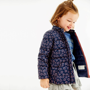 出口欧美冬季小婴童薄款藏蓝星星棉衣9-24个月新生儿宝宝棉服冬装