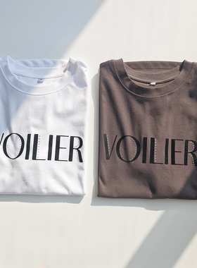 日单日系棕色亮钻黑色植绒字母丝光棉短袖T恤上衣小衫女M-5L大码