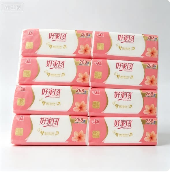 好家风抽纸圆梦S码一包四层可湿抽纸