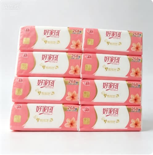 好家风抽纸圆梦S码一包四层可湿水宿舍商用实惠装餐桌纸巾268张