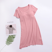 莫代尔睡裙女连衣裙带胸垫睡衣女宽松大码 家居服可外穿春夏 春秋季