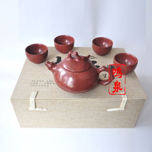鸣泉木鱼石茶壶木鱼石茶具套装山东特产木鱼石茶具礼盒装原石整石