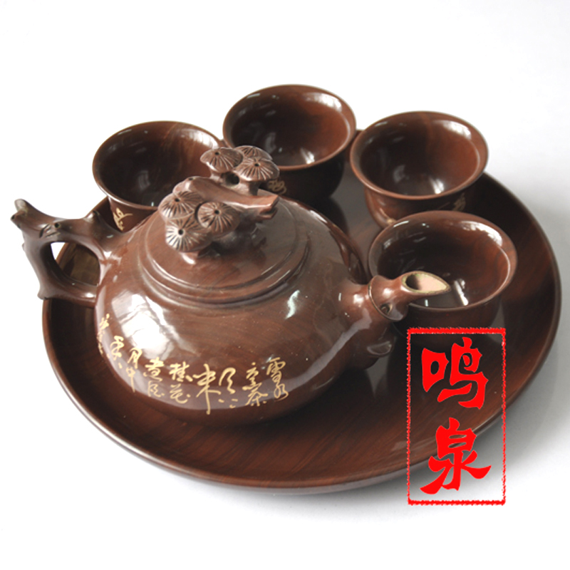 山东岁寒三友木鱼石茶具