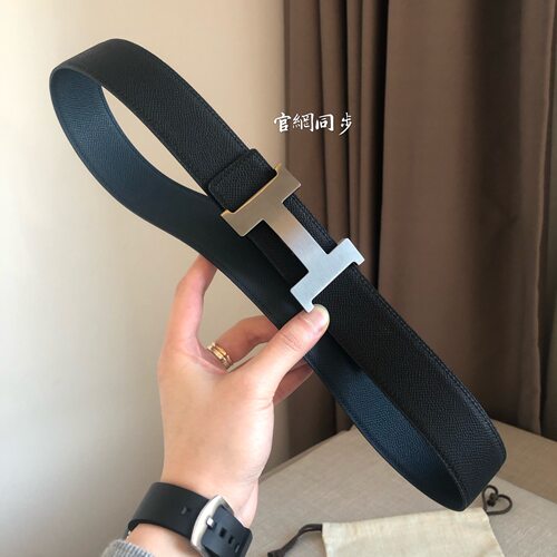 轻奢高档男士真皮腰带商务百搭头层牛皮平滑扣黑色皮带