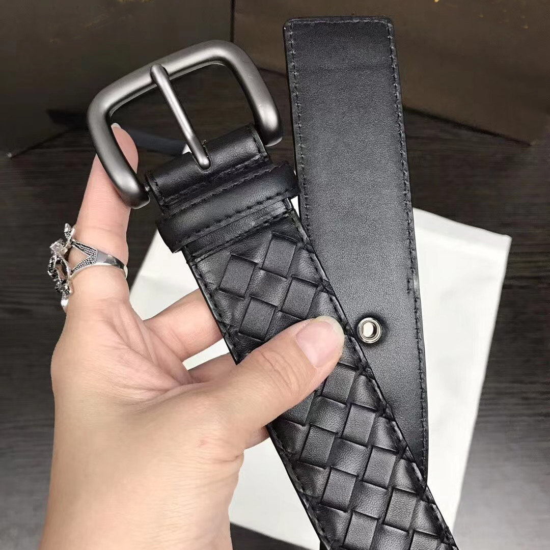 顶奢版定制手工编织男士针扣式胎牛皮头层皮带腰带休闲时尚百搭款