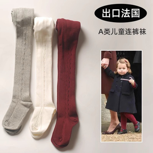 袜 外穿洋气连脚袜宝宝儿童大pp连裤 出口法国女童打底裤 中厚秋冬季