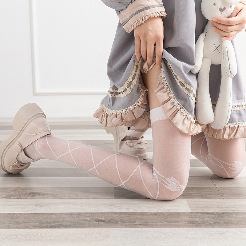 lolita白色长筒丝袜大码过膝女可爱洛丽塔蝴蝶结萝莉软妹大腿袜子,女士内衣/男士内衣/家居服,长筒袜,淘宝优惠券,粉丝福利购,淘宝优惠卷
