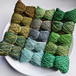 纷颜手工8号亚麻刺绣微钩梭织花边蕾丝线10g装 叶子段染系列