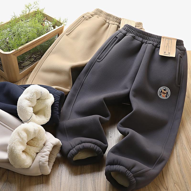 长裤厚仿羊羔绒一体绒运动裤童裤