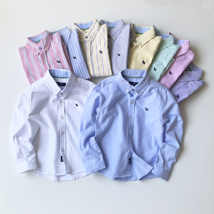 男童蓝色衬衣中大童男孩校服白衬衫 纯棉长袖 儿童衬衫 高品牛津纺