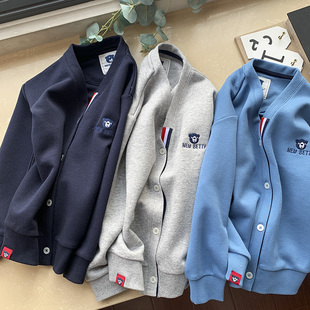 高品BI入~男童开衫外套外贸童装春秋儿童v领上衣中大童针织开衫H