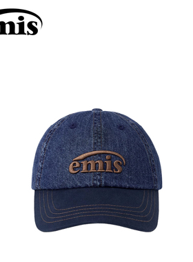 韩国emis棒球帽时尚男女学院风牛仔鸭舌帽蓝色/海军蓝24秋季新款