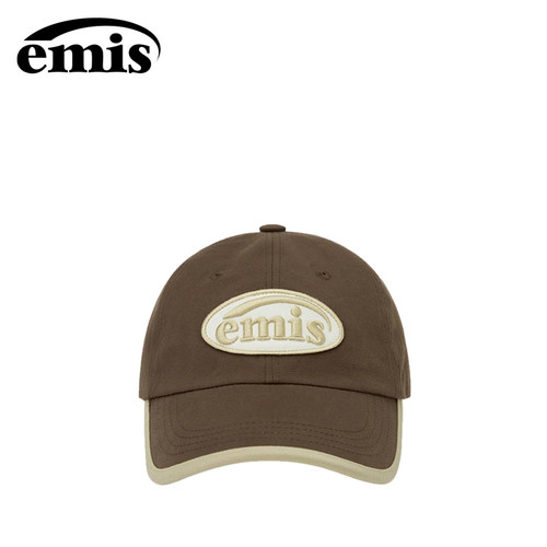 韩国emis帽子女款韩善花同款2024新款防晒帽金边徽章棒球帽棕色