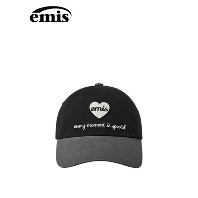 emis帽子女同色系爱心徽章棒球帽男款黑色大头围韩系鸭舌帽显脸小