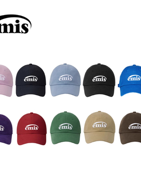 韩国emis帽子棒球帽鸭舌帽男女同款秋冬大头纯色软顶藏青色运动帽