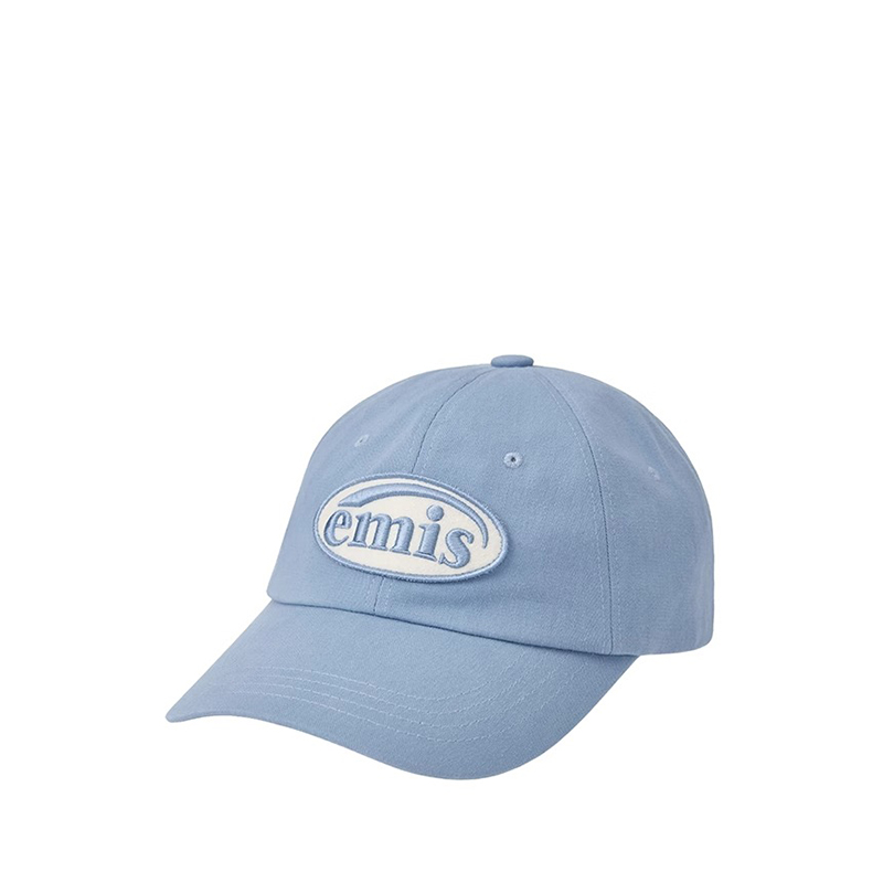 韩国emis帽子软顶同色系徽章天蓝色棒球帽大头围显脸小鸭舌帽