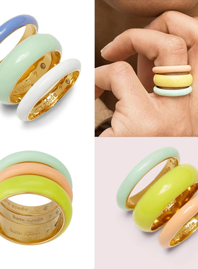 小众设计ks轻奢时尚 Candy Drops Enamel Ring三件套戒指