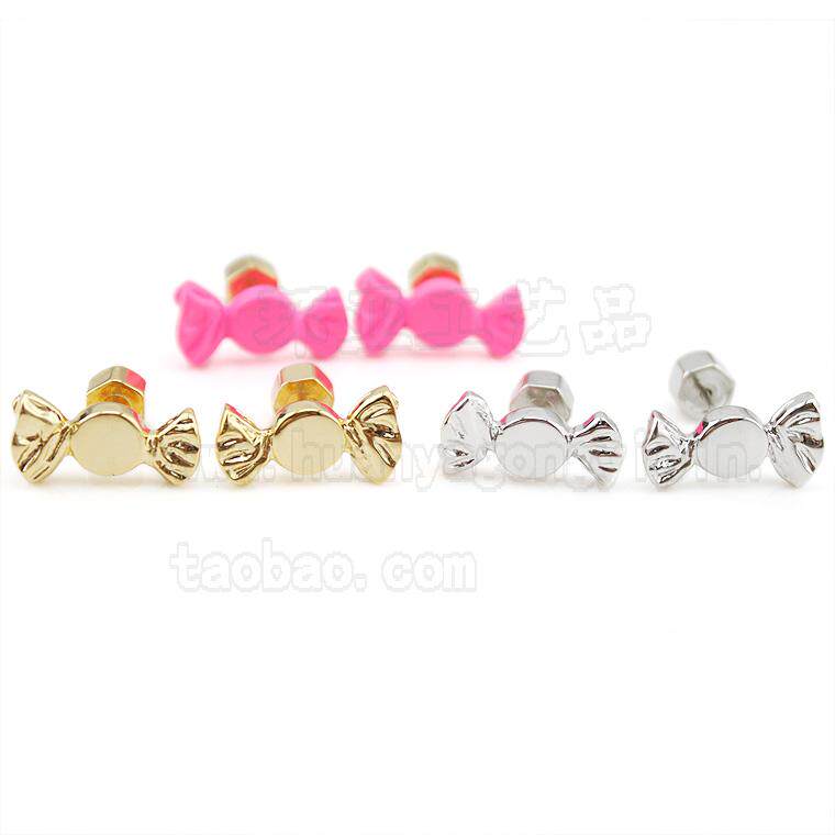 精美糖果925针耳钉时尚个性气质银针耳钉 防过敏糖果饰