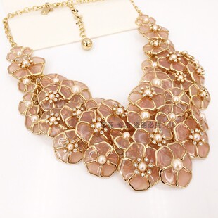 Sunset Blossoms Statement Necklace夸张樱花多坠项链孤品