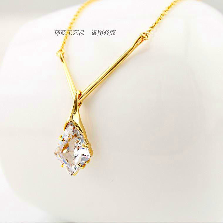 美国高端现货双色v形女士项链