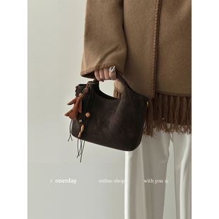 复古通勤托特包包女2025新款 落雪初 手提单肩斜挎 DAY 原创·ONER