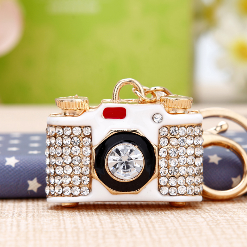 韩国创意礼品可爱水钻照相机汽车钥匙扣女包包挂件钥匙链饰品生日