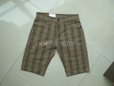 修身格子休闲短裤