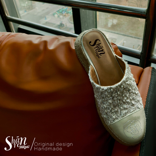 女夏外穿穆勒鞋 增高包头拖鞋 草编社会半拖女松糕厚底 ShānRen