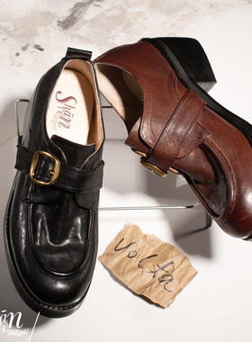 ShānRen【Volta】高级水洗系列 粗跟英伦风乐福鞋女一脚蹬小皮鞋