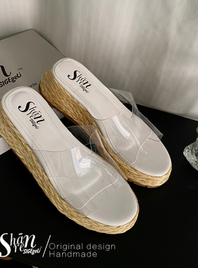 赵露思原款 ShānRen 时髦松糕厚底凉拖鞋女夏外穿透明凉高跟女鞋