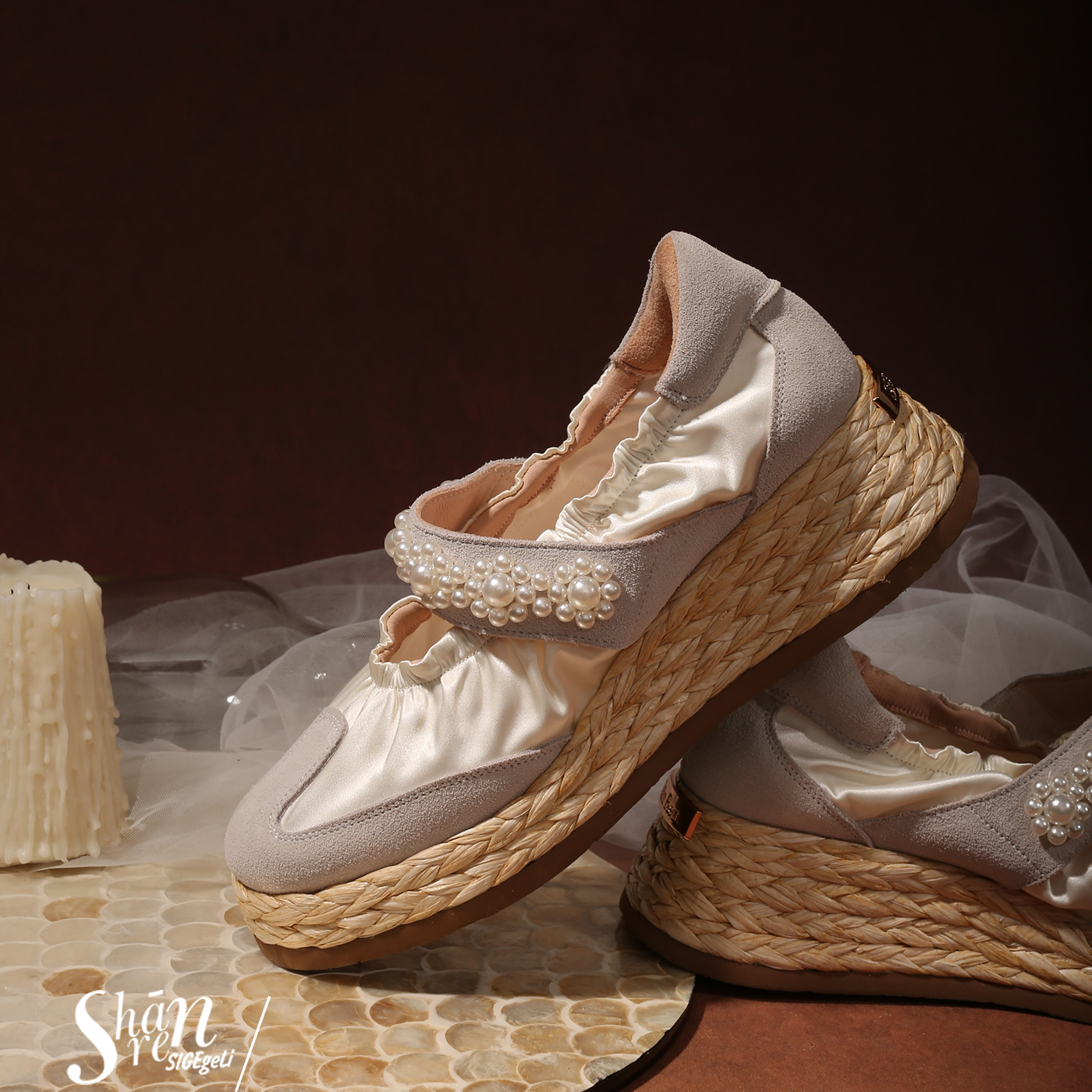 ShānRen休闲风珍珠松糕单鞋女