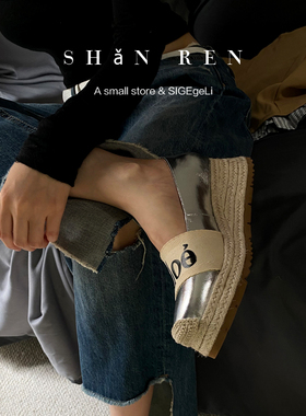 彡人SHANREN巨轻便 真皮浅口单鞋女厚底松糕鞋休闲高跟女鞋渔夫鞋