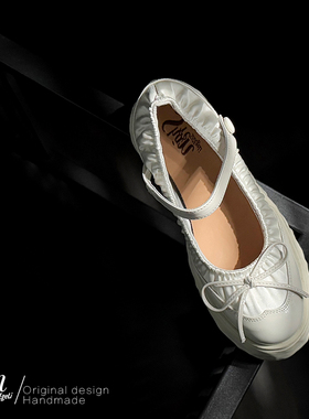 ShānRen褶韵蝴蝶 轻便假日风 松糕厚底浅口单鞋内增高玛丽珍鞋女