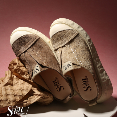 复古拼接羊皮内里增高包头拖